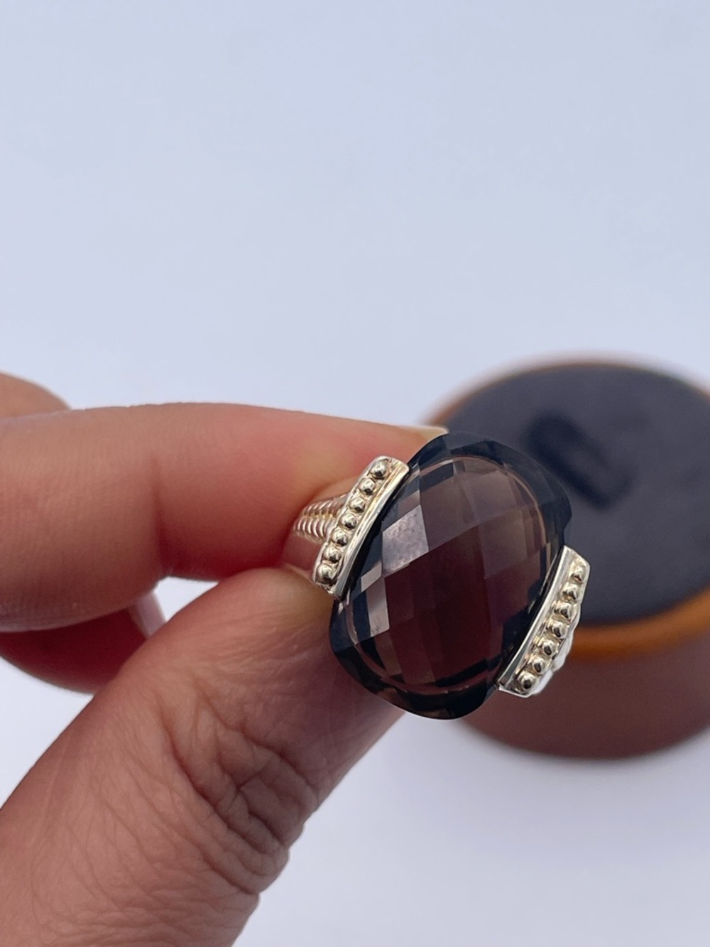 Lorenzo Jewelry Sterling Silver 925 Smoky Quartz Statement Cocktail Ring Size 8 - Picture 8 of 10